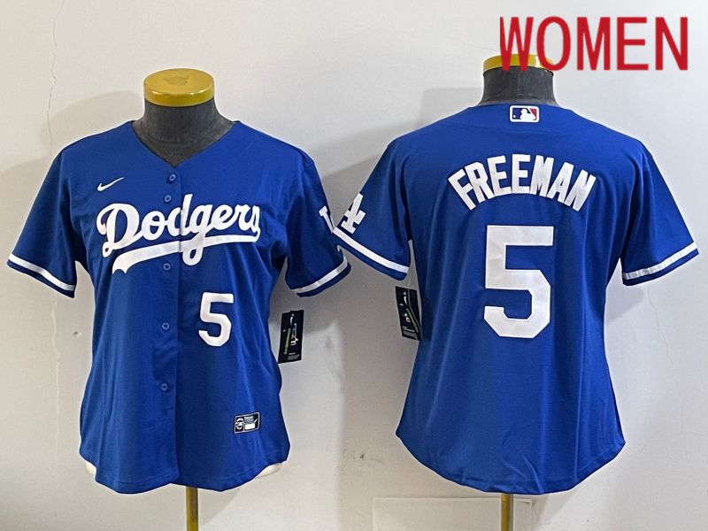 Women Los Angeles Dodgers #5 Freeman Blue Game 2024 Nike MLB Jersey style 11206